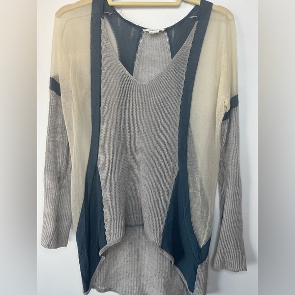 Helmut Lang Gray Blue Sheer Mesh Knit Sweater – Size Petite - Picture 9 of 17